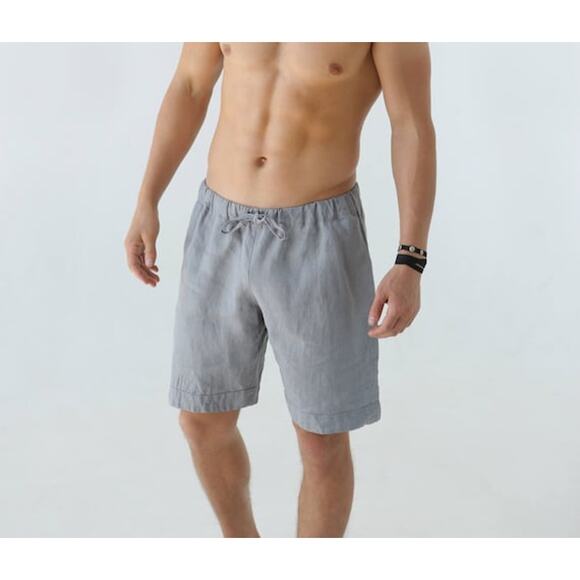Lucky Brand Men's Linen Blend Chino Flat Front Casual Shorts Gray - Size 34 - Picture 1 of 7